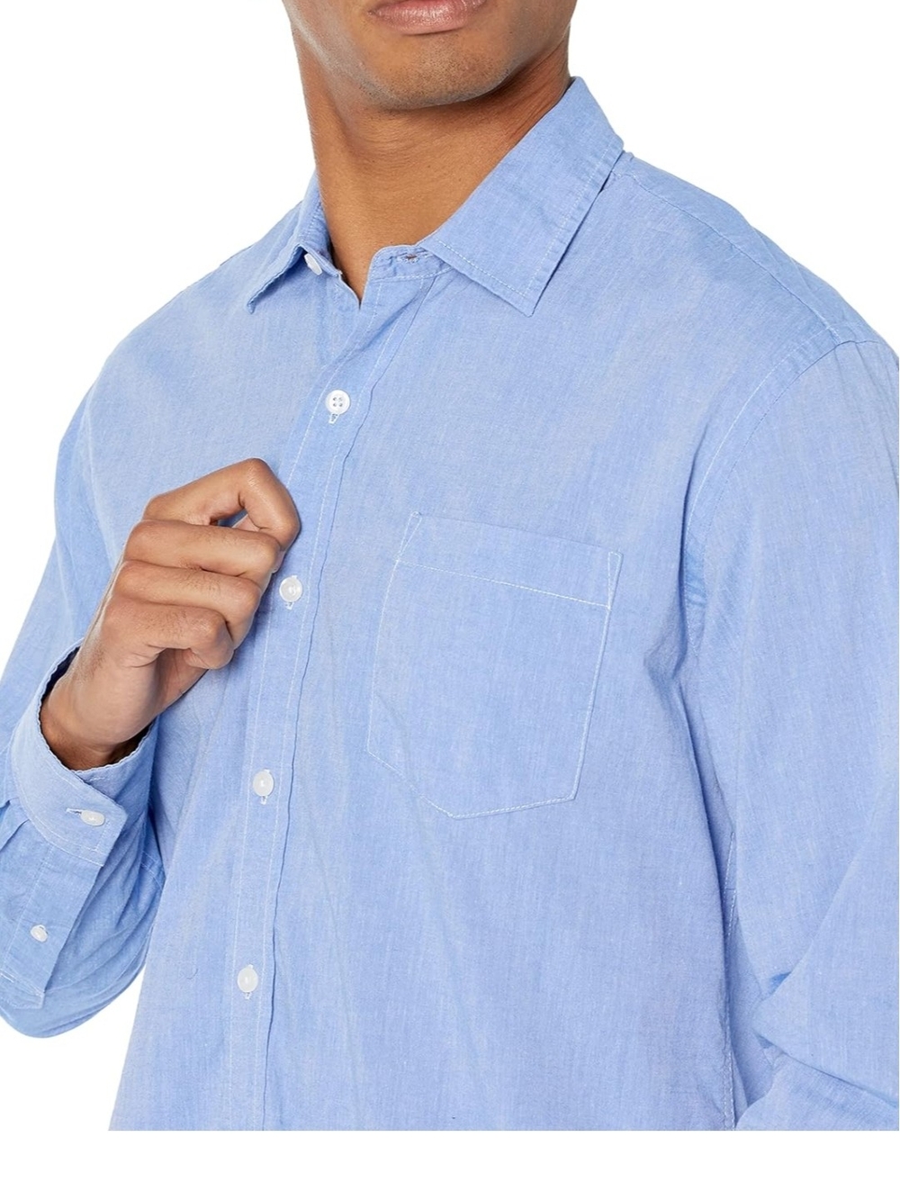 Men's French Blue Button-Up Shirt - Long Sleeve NWT LG